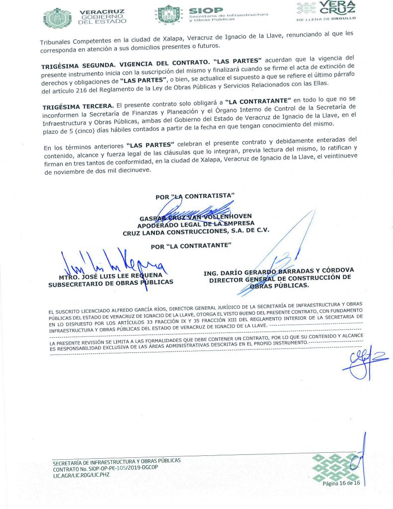 contrato de obra SIOP-OP-PF-105/2019-DGCOP